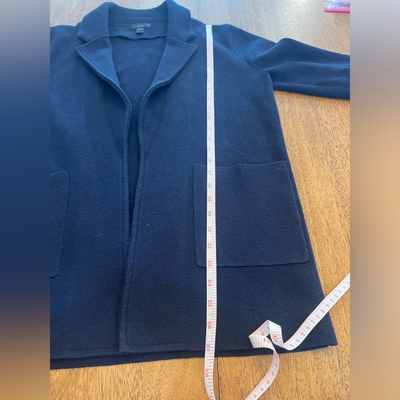 J. Crew Merino Wool Open Front Sweater Blazer Coat - Navy Blue- Size S - Picture 10 of 13
